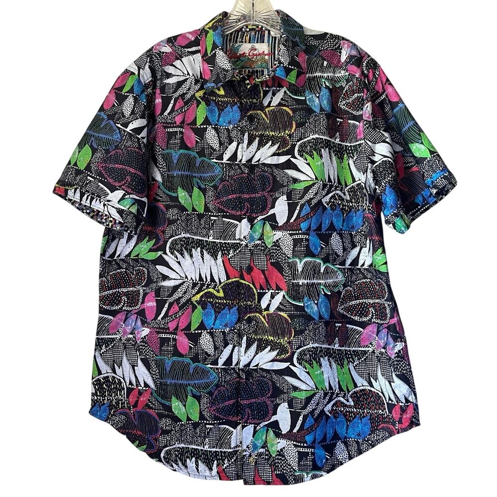 Robert Graham Terzis Tropical Embroidered Shirt Cotton Colorful Travel Size L